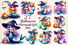 Halloween Mystical Mermaid Girl Clipart Bundle 2 - CraftNest - Digital Crafting and Art