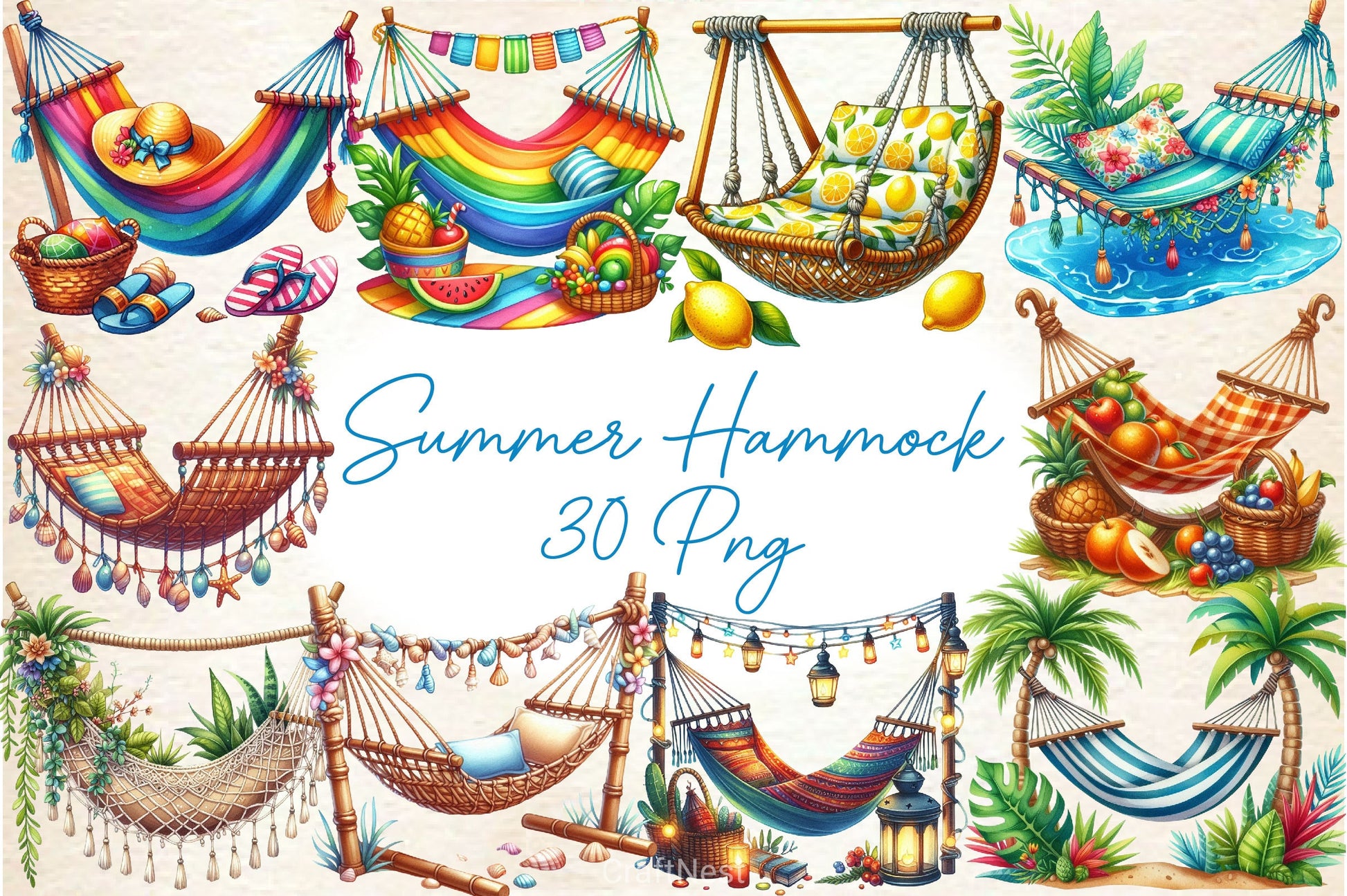 Summer Hammock Clipart Bundle - CraftNest - Digital Crafting and Art