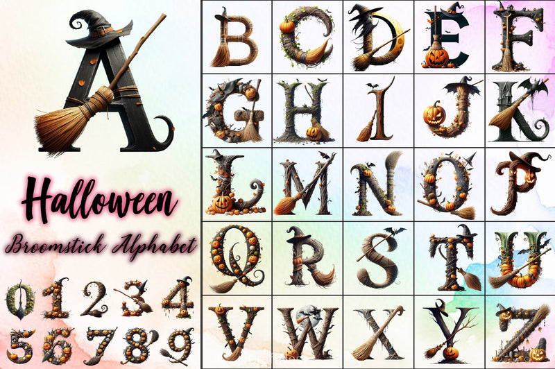 Broomstick Alphabet Clipart Bundle - CraftNest - Digital Crafting and Art