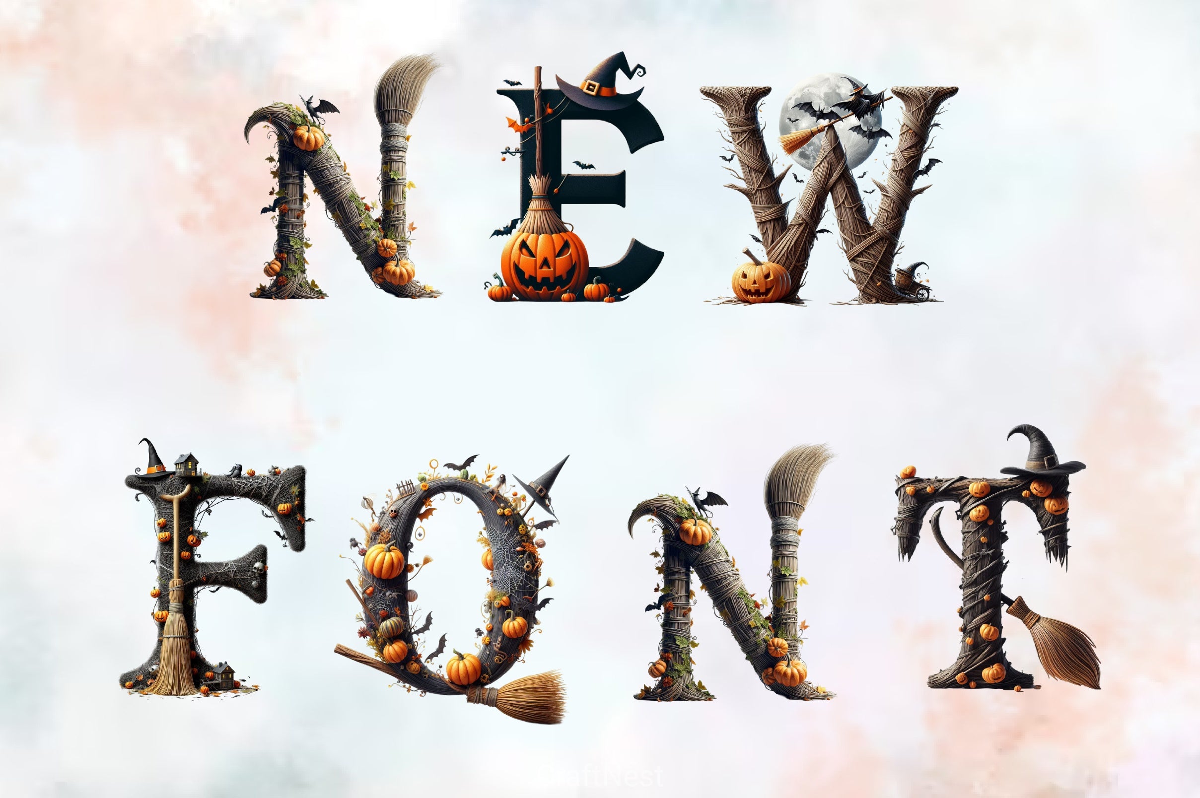 Broomstick Alphabet Clipart Bundle - CraftNest - Digital Crafting and Art