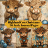 Highland Cow Christmas Junk Journal Seiten