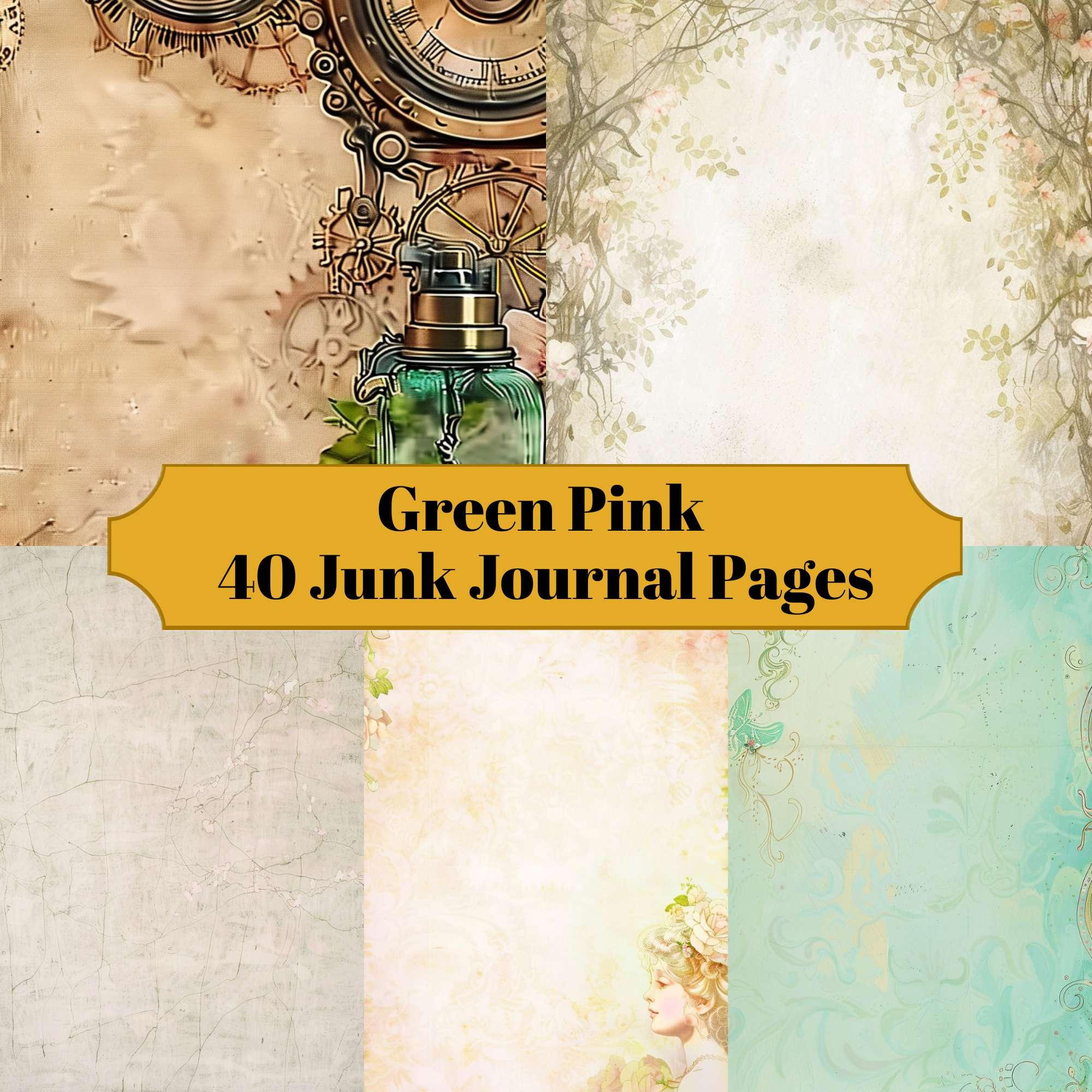 Green Pink Junk Journal Pages