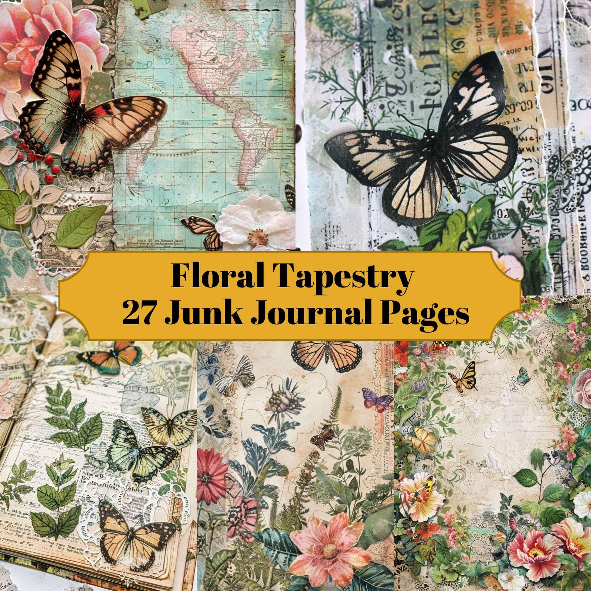 Floral Tapestry Junk Journal Pages - CraftNest - Digital Crafting and Art