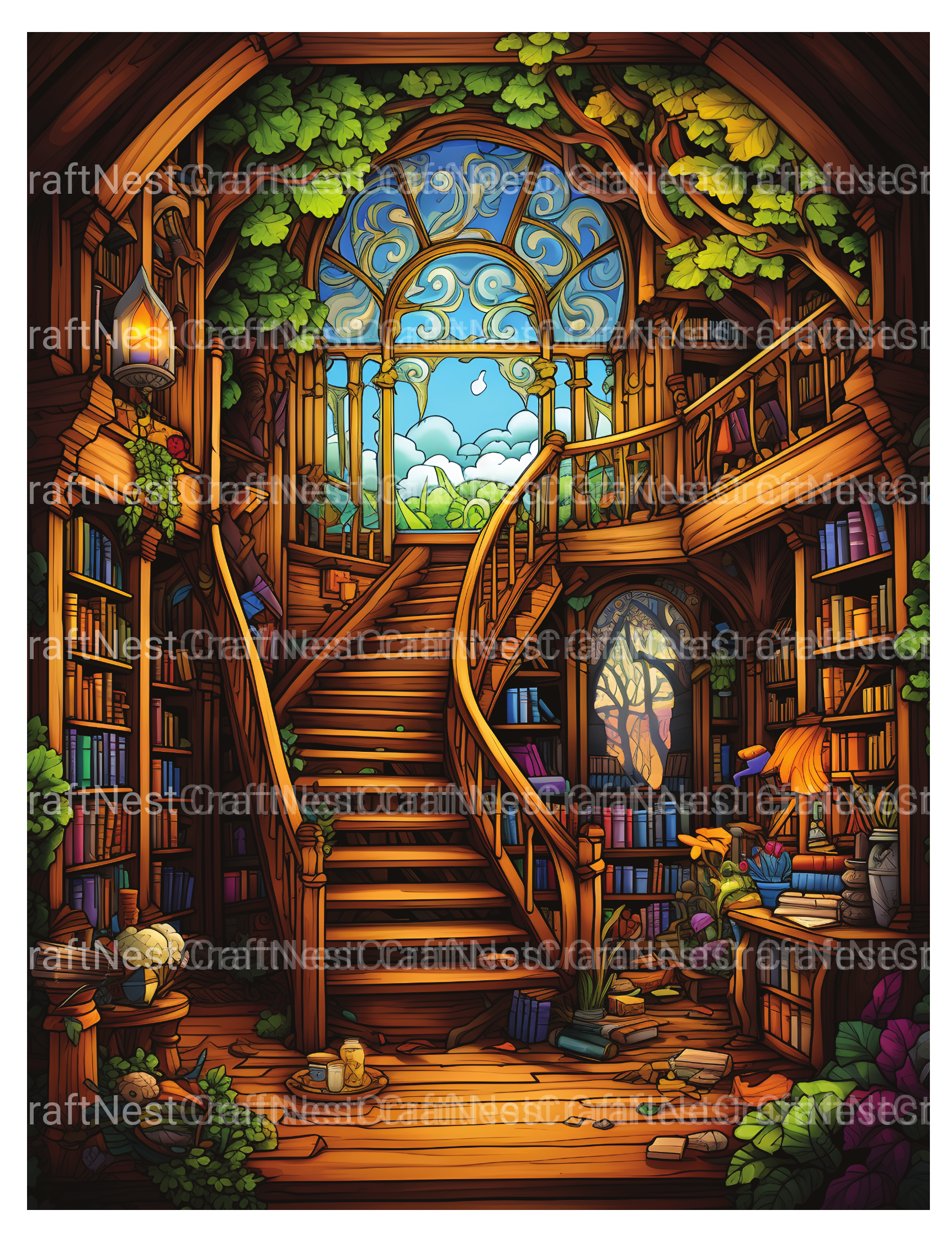 Enchanted Library Coloring Book - CraftNest - Digital Crafting and Art