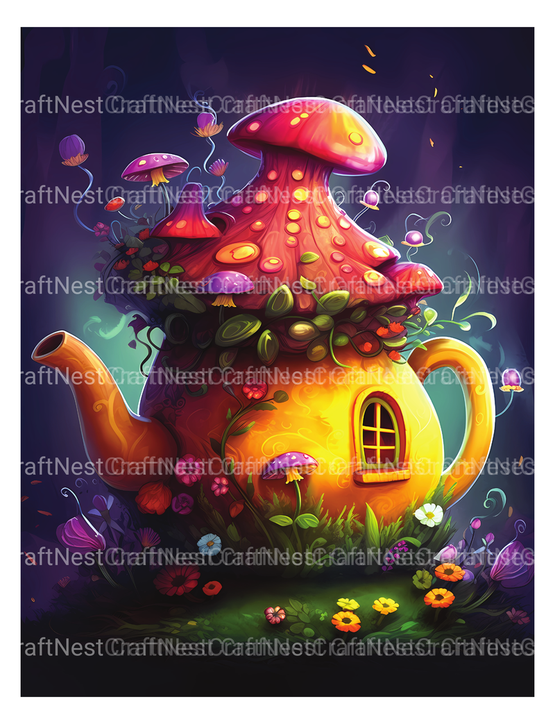 Teapot Fairy House Coloring Book - CraftNest - Digital Crafting and Art