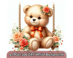 Baby Bear on Swing - CraftNest - Digital Crafting and Art