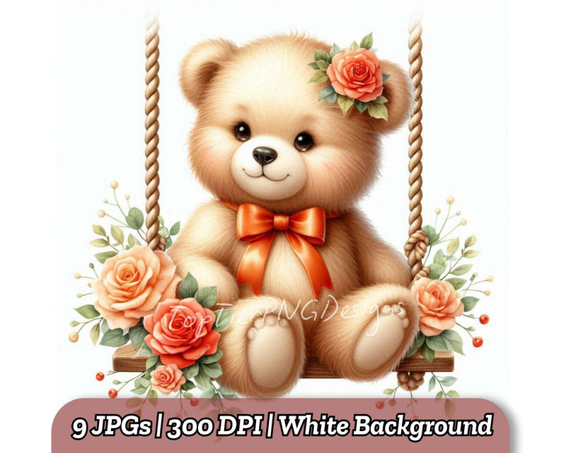 Baby Bear on Swing - CraftNest - Digital Crafting and Art