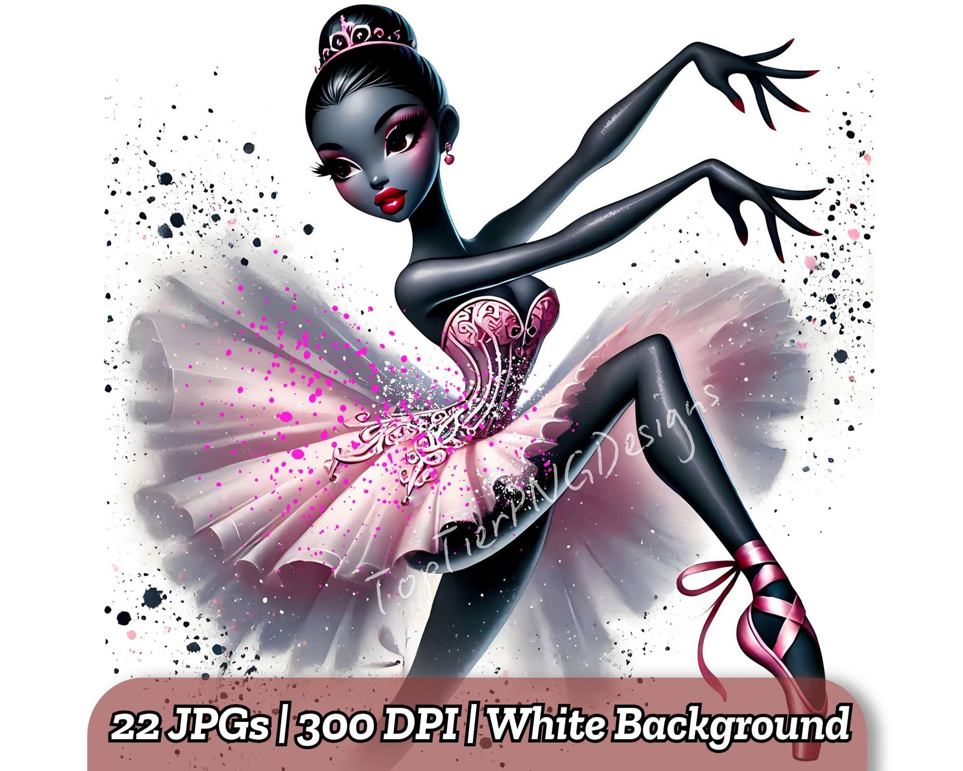 Ballerina with Black Hair - CraftNest - Digital Crafting and Art