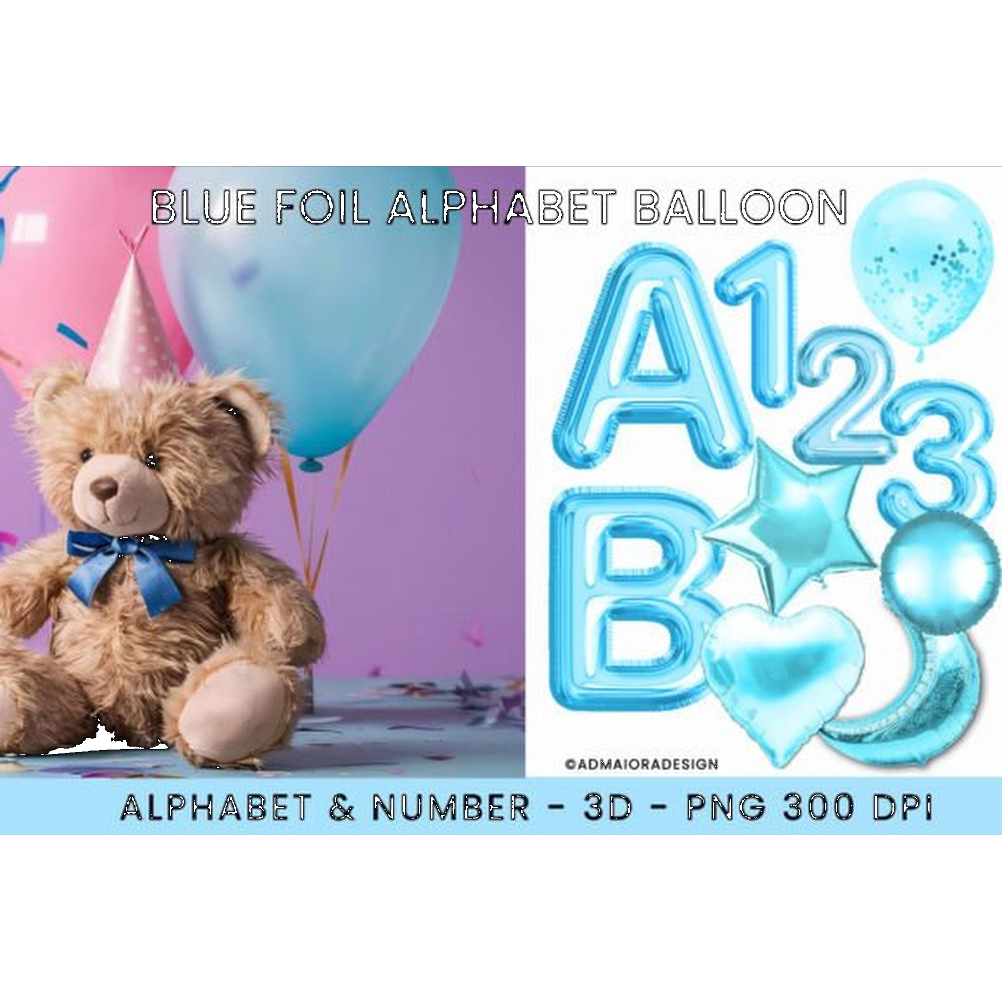Blue Foil Alphabet Balloon Clipart - CraftNest - Digital Crafting and Art