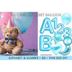 Blue Foil Alphabet Balloon Clipart - CraftNest - Digital Crafting and Art