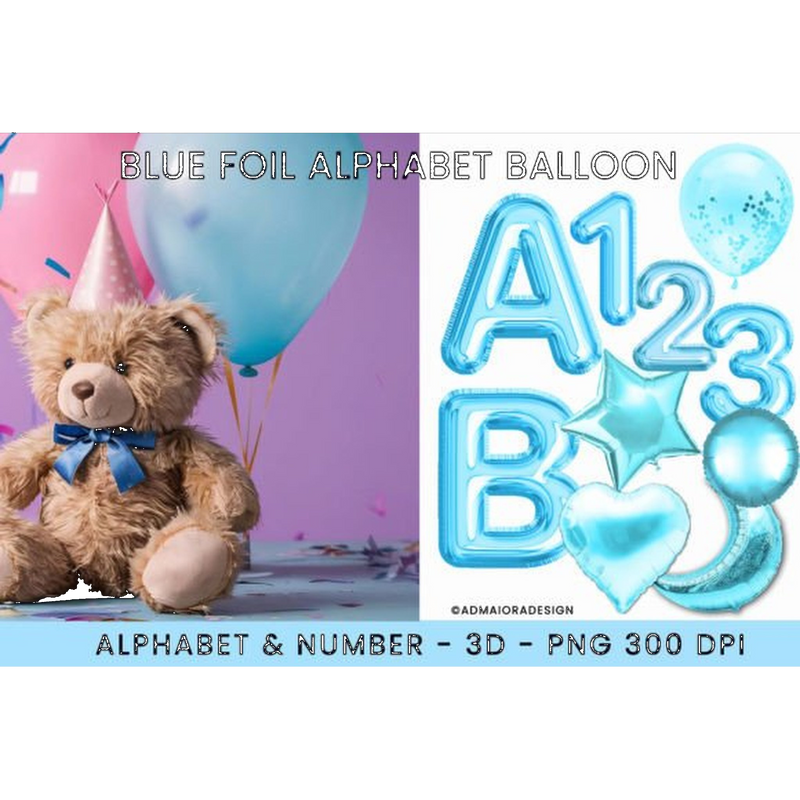 Blue Foil Alphabet Balloon Clipart - CraftNest - Digital Crafting and Art