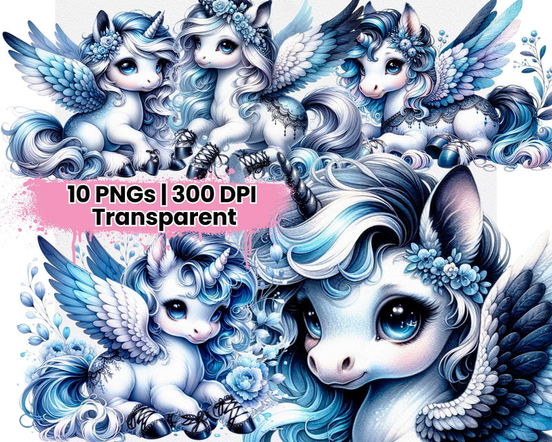 Blue Baby Unicorn - CraftNest - Digital Crafting and Art