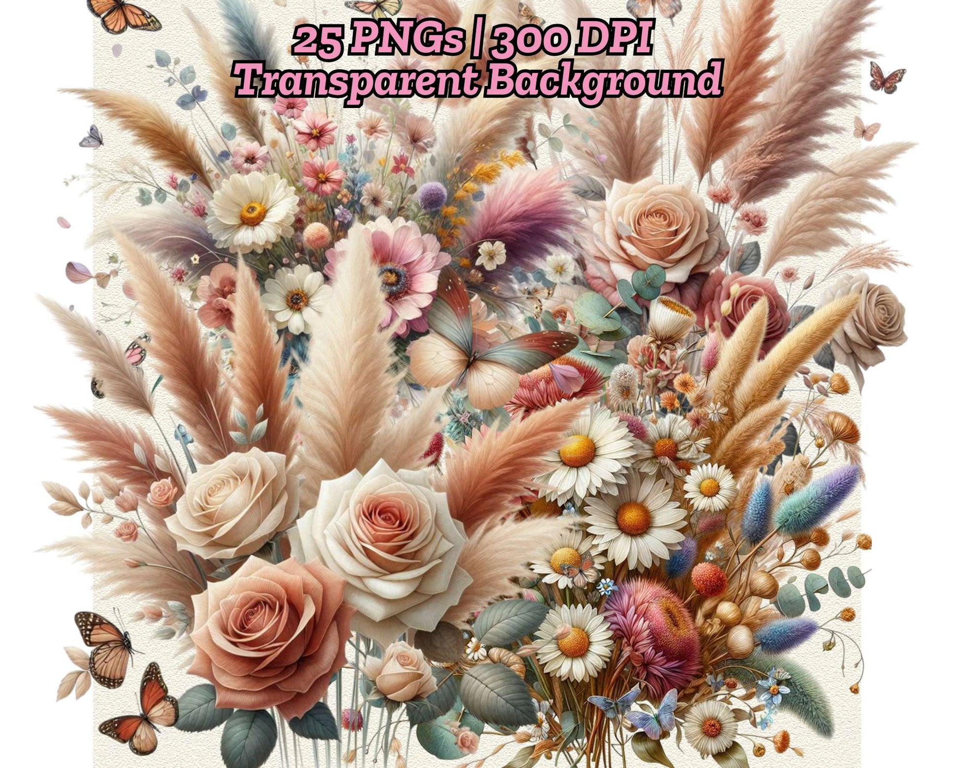 Boho Wildflower Butterfly - CraftNest - Digital Crafting and Art