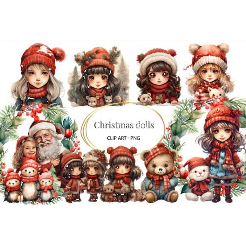 Christmas Doll Clipart - CraftNest - Digital Crafting and Art