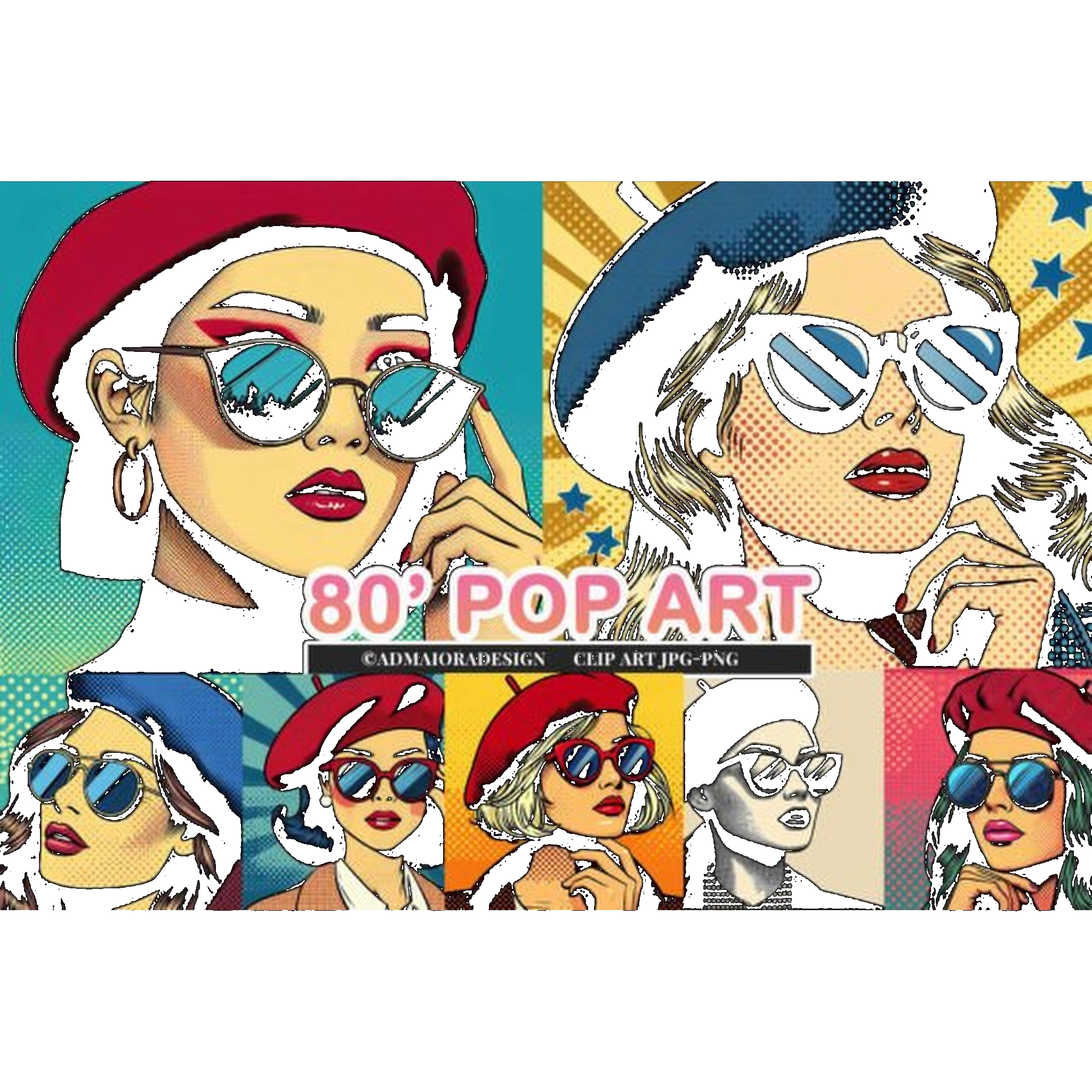 Retro 80s Pop Art Girls Clipart - CraftNest - Digital Crafting and Art