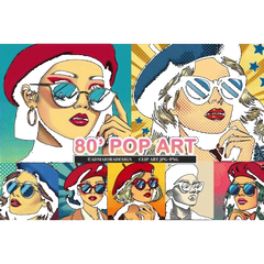 Retro 80s Pop Art Girls Clipart - CraftNest - Digital Crafting and Art