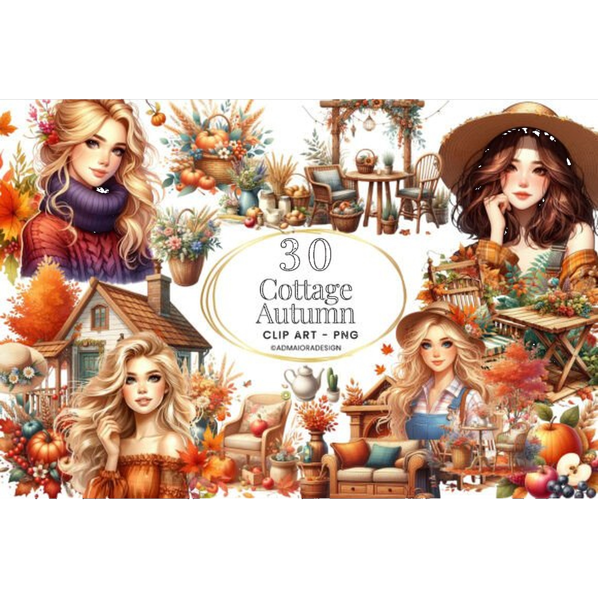 Cottage Autumn Clipart - CraftNest - Digital Crafting and Art