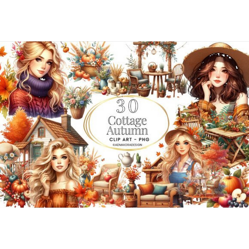 Cottage Autumn Clipart - CraftNest - Digital Crafting and Art