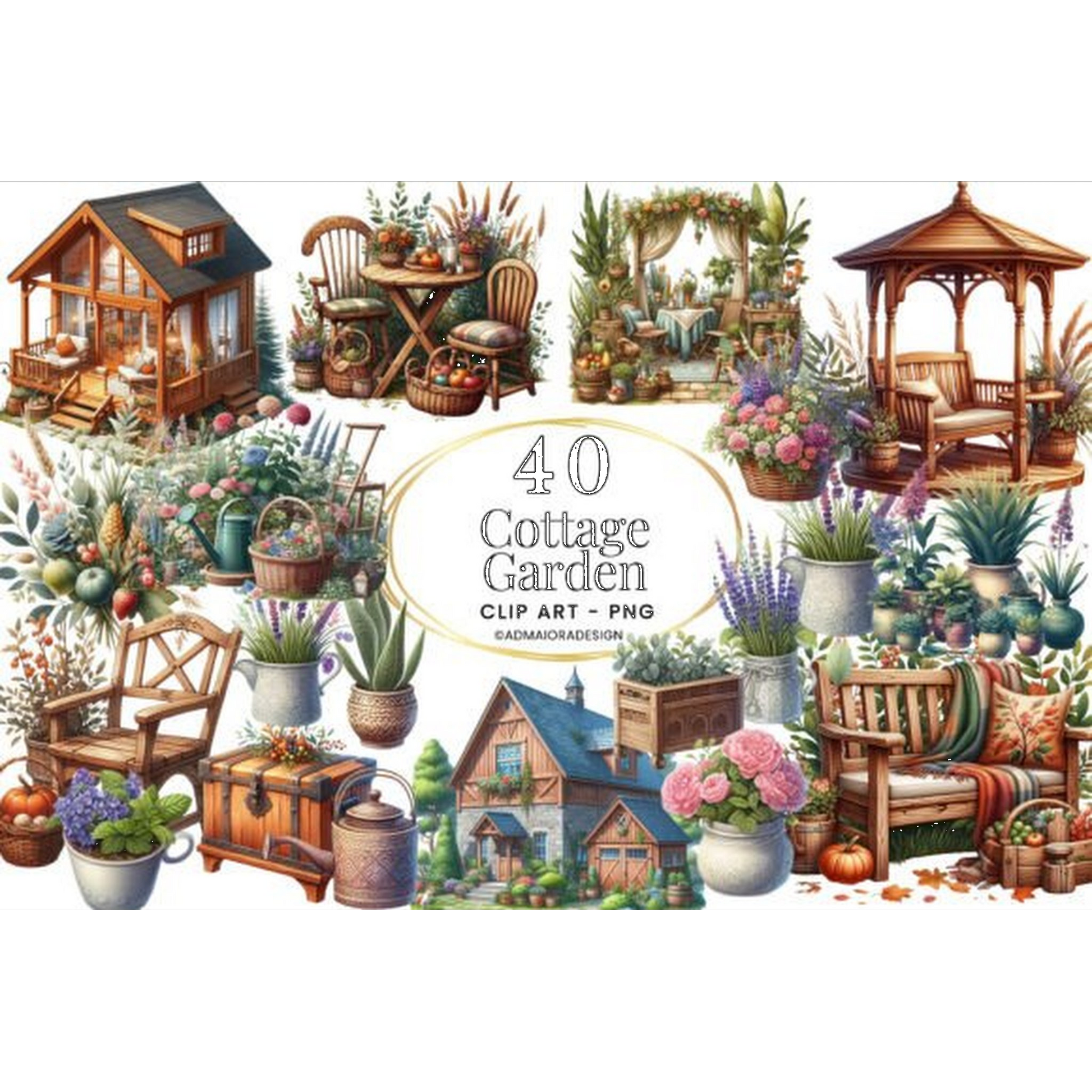 Cottage Garden Clipart - CraftNest - Digital Crafting and Art