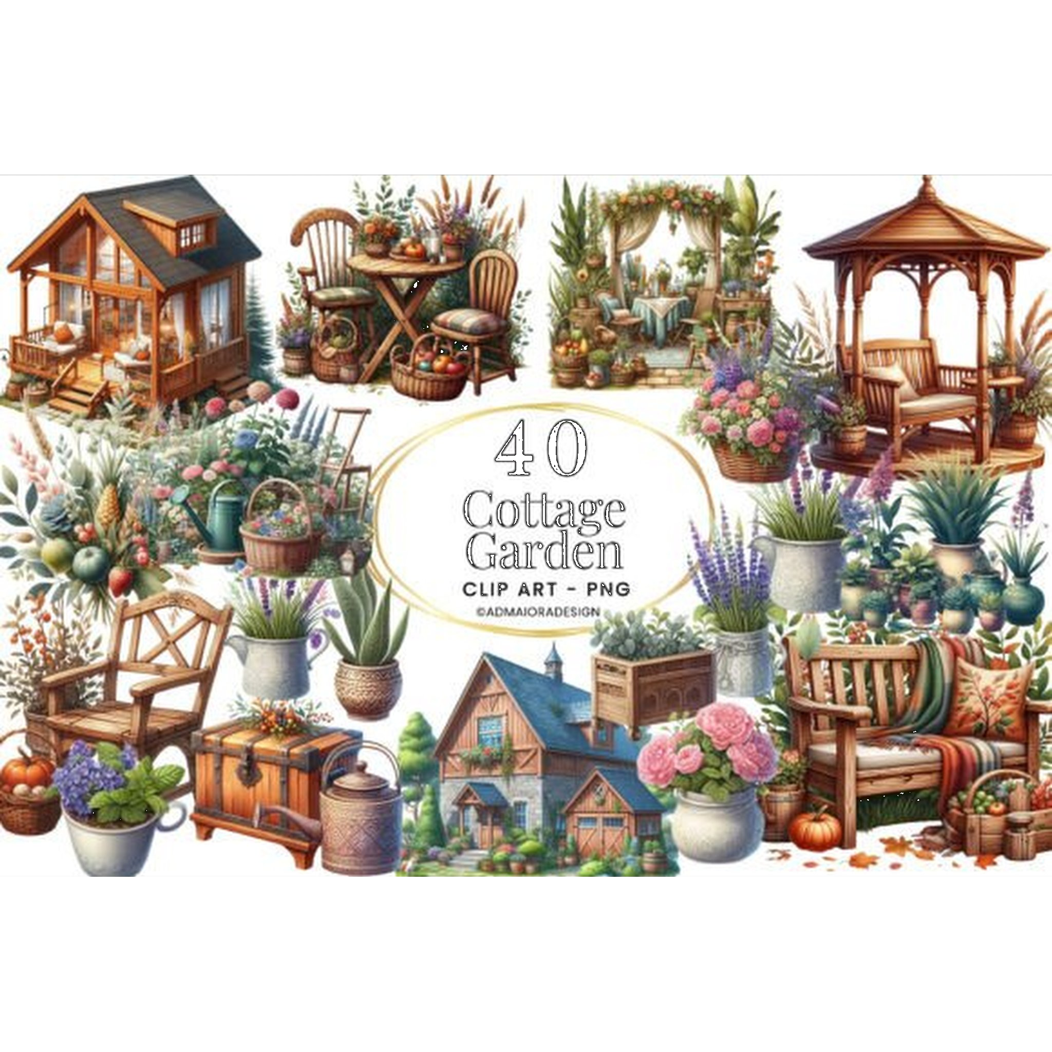 Cottage Garden Clipart - CraftNest - Digital Crafting and Art
