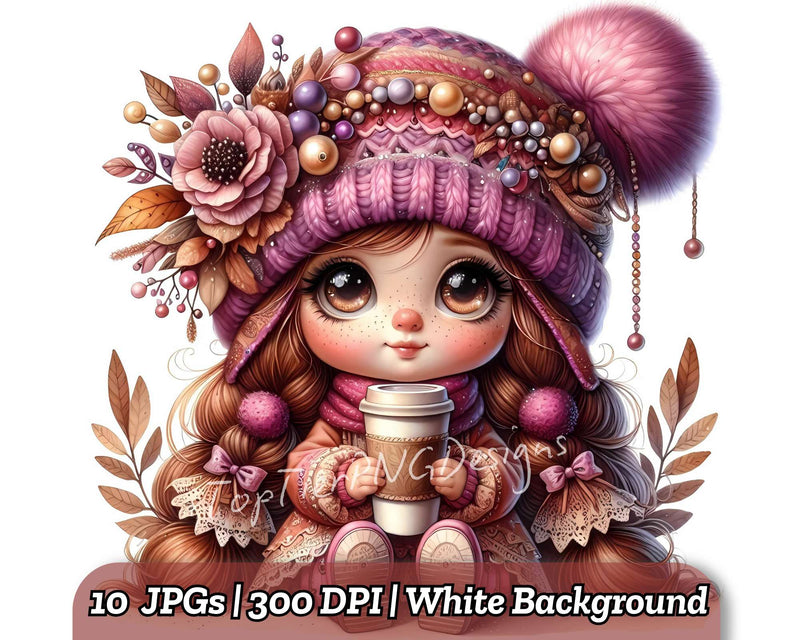 Cute Coffee Girl Gnome - CraftNest - Digital Crafting and Art