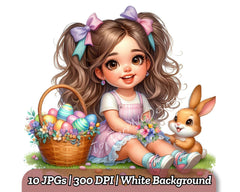 Cute Easter Little Girls - CraftNest - Digital Crafting and Art