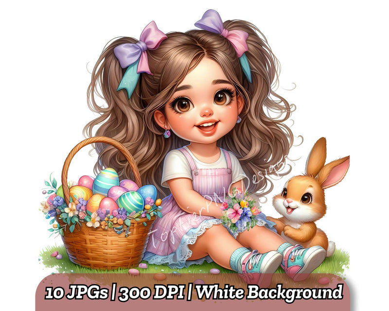 Cute Easter Little Girls - CraftNest - Digital Crafting and Art