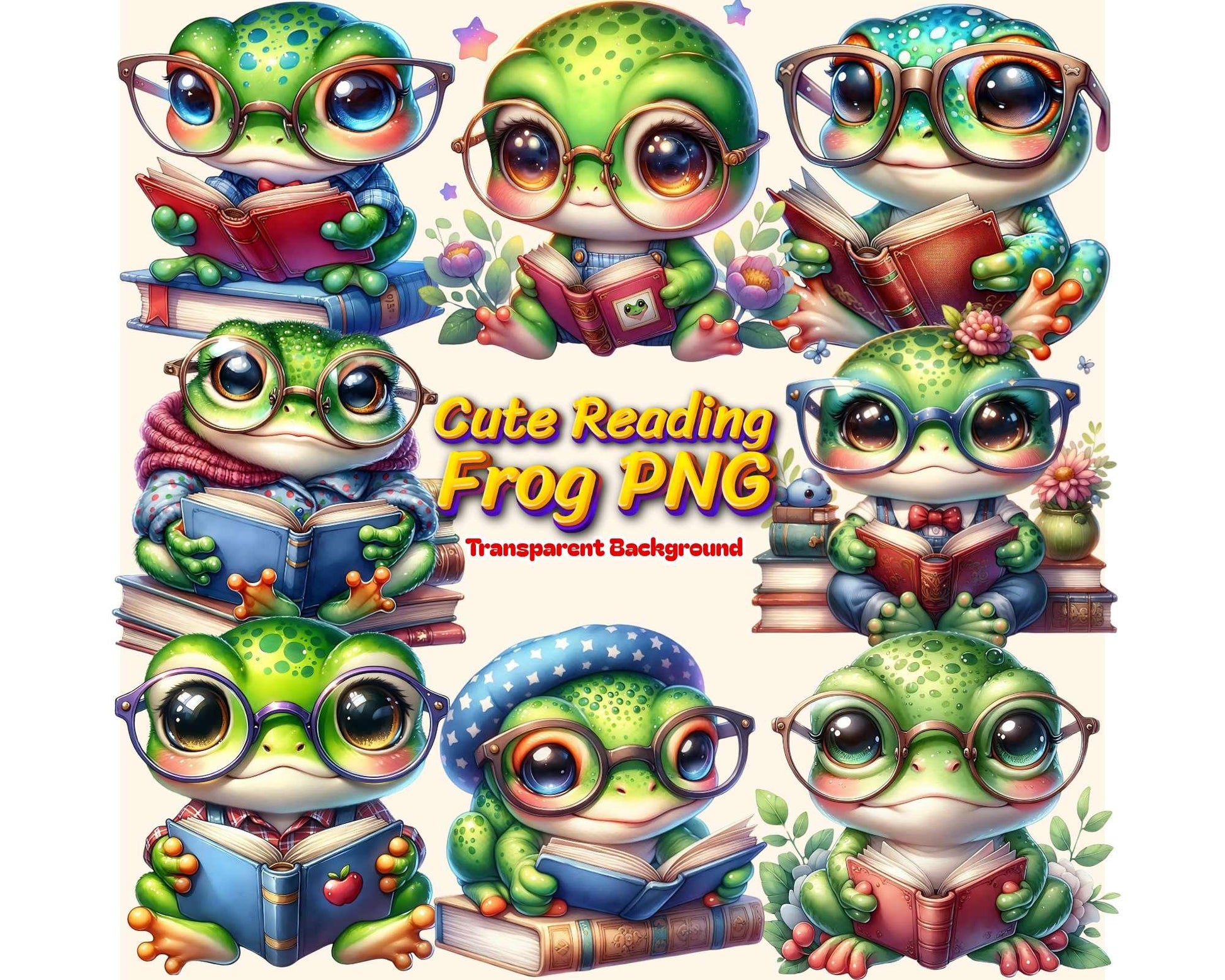 Cute Reading Frog - CraftNest - Digital Crafting and Art