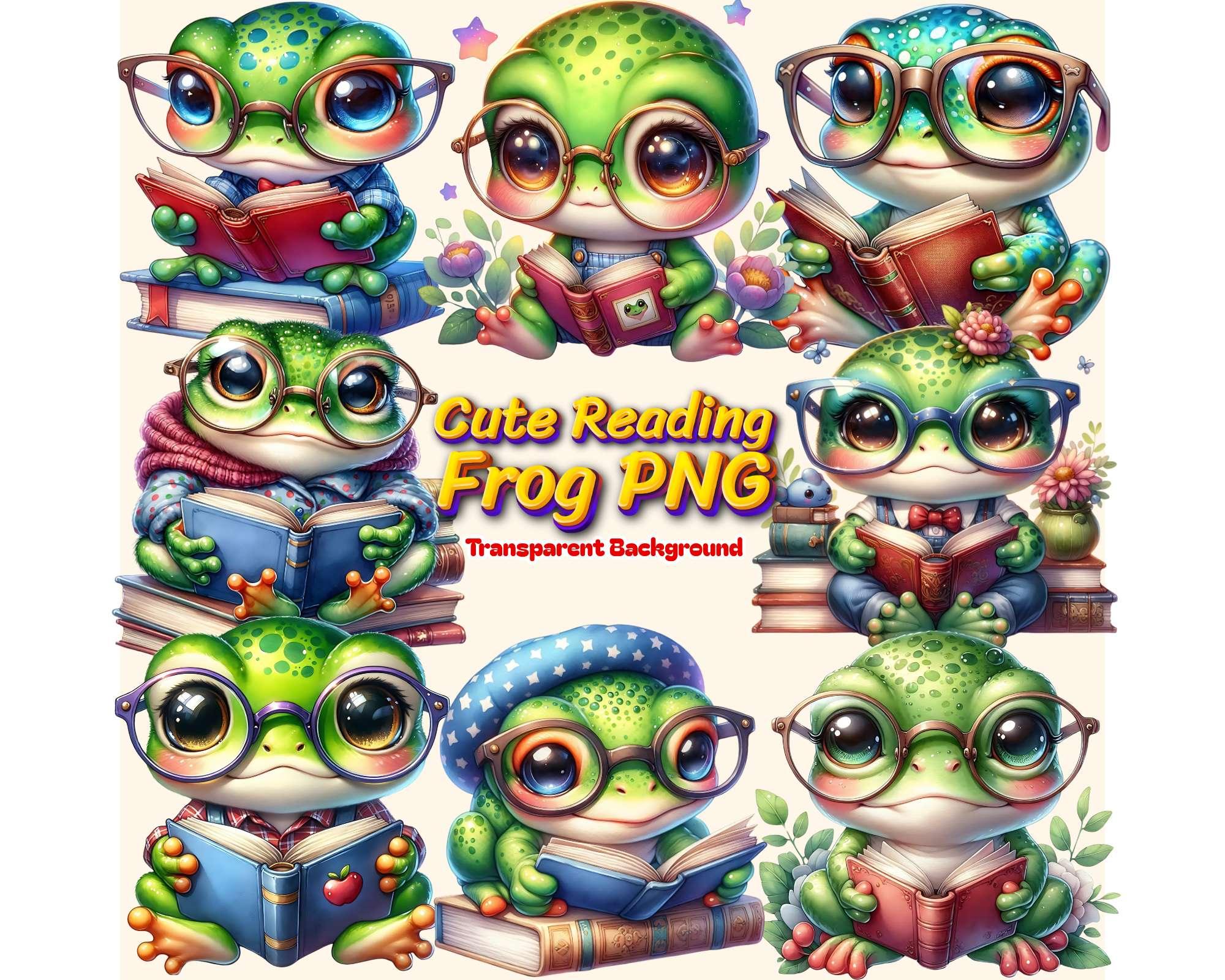 Cute Reading Frog - CraftNest - Digital Crafting and Art
