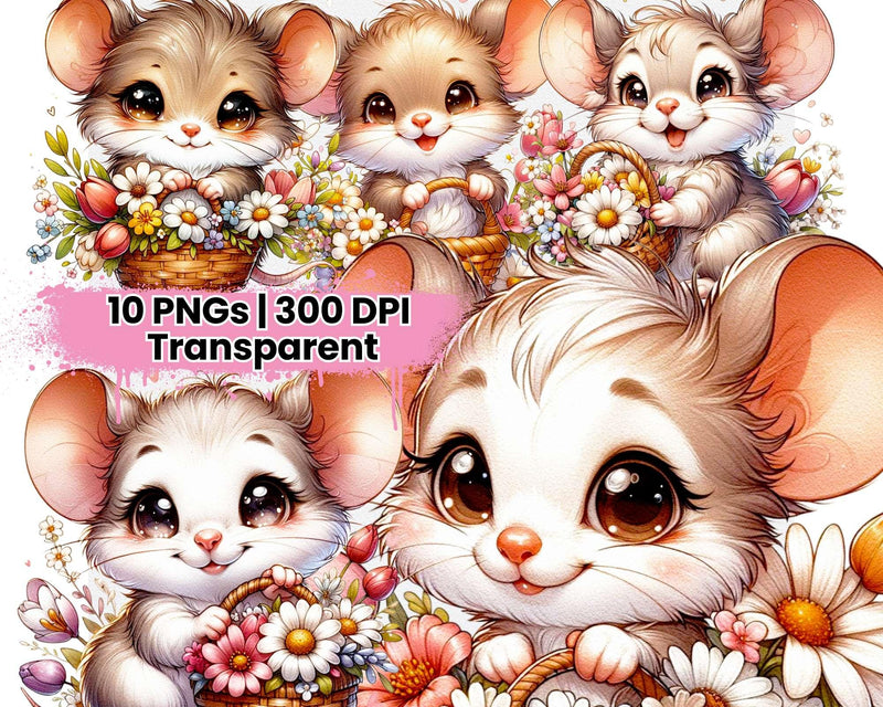 Cute Spring Flower Mouse - CraftNest - Digital Crafting and Art