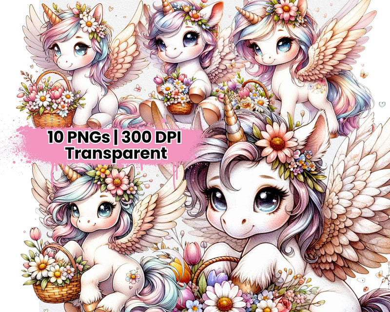 Cute Spring Flower Unicorn - CraftNest - Digital Crafting and Art