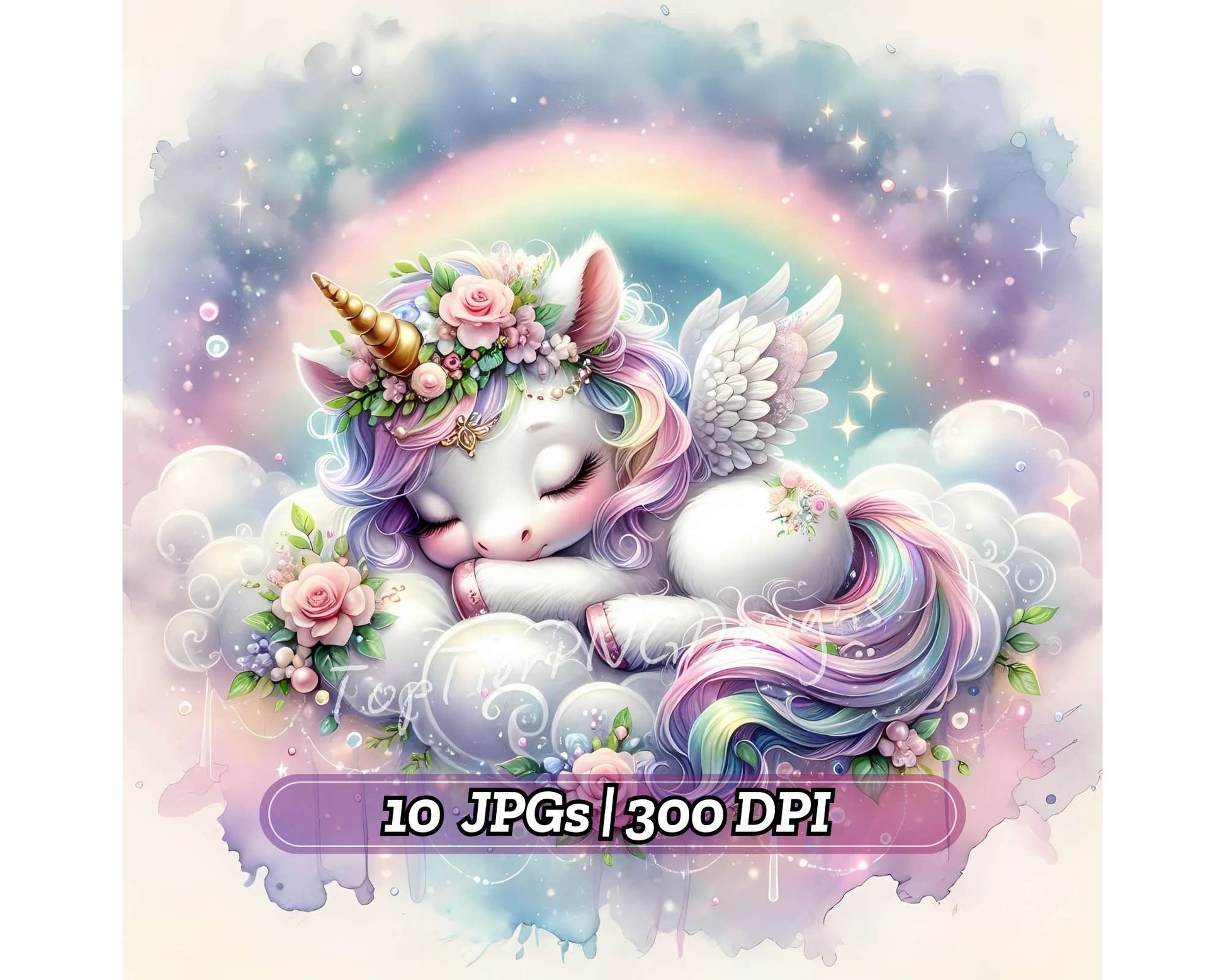 Cute Unicorn and Cloud - CraftNest - Digital Crafting and Art