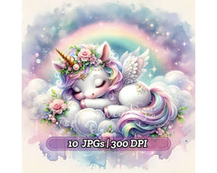 Cute Unicorn and Cloud - CraftNest - Digital Crafting and Art
