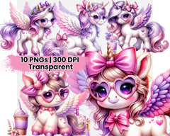 Cute Unicorn with Tropical Flowers and Iced Coffee - CraftNest - Digital Crafting and Art