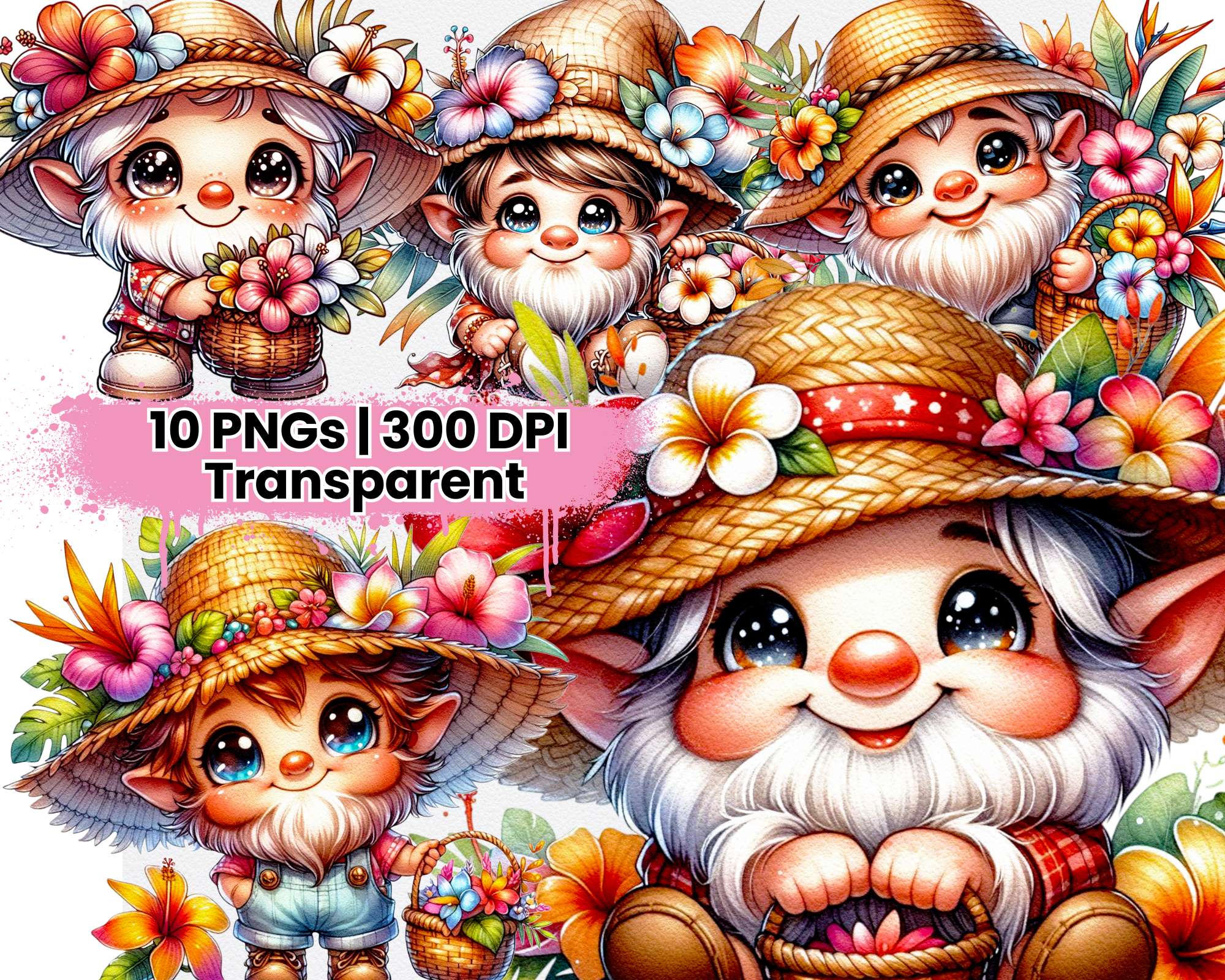 Cute Tropical Flower Gnome - CraftNest - Digital Crafting and Art