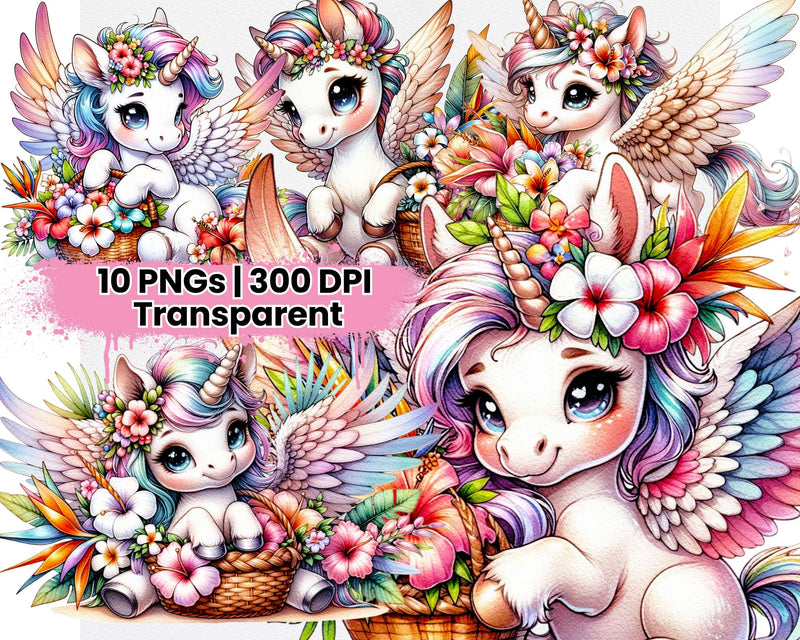 Cute Tropical Flower Unicorn - CraftNest - Digital Crafting and Art