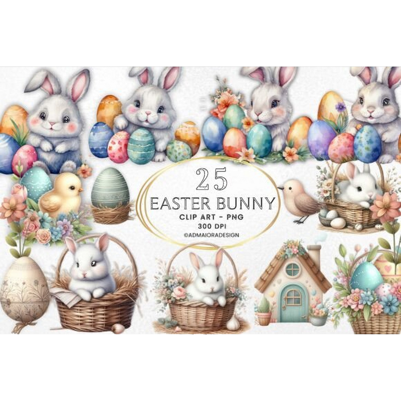 Easter Bunny Clipart - CraftNest - Digital Crafting and Art