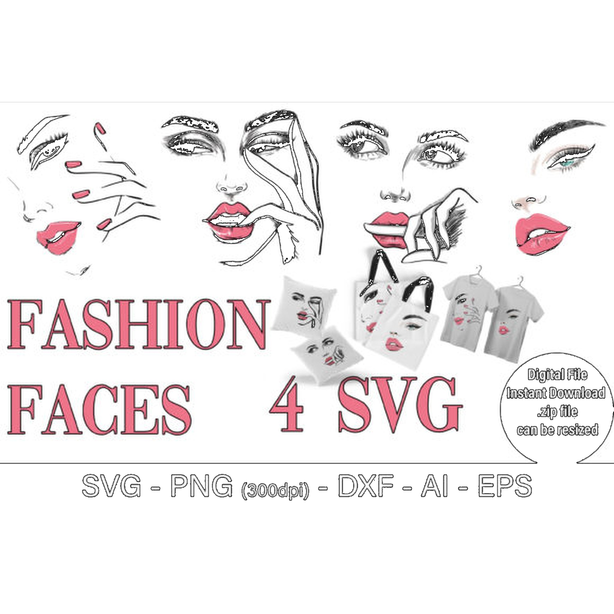 Fashion Faces SVG Bundle - CraftNest - Digital Crafting and Art
