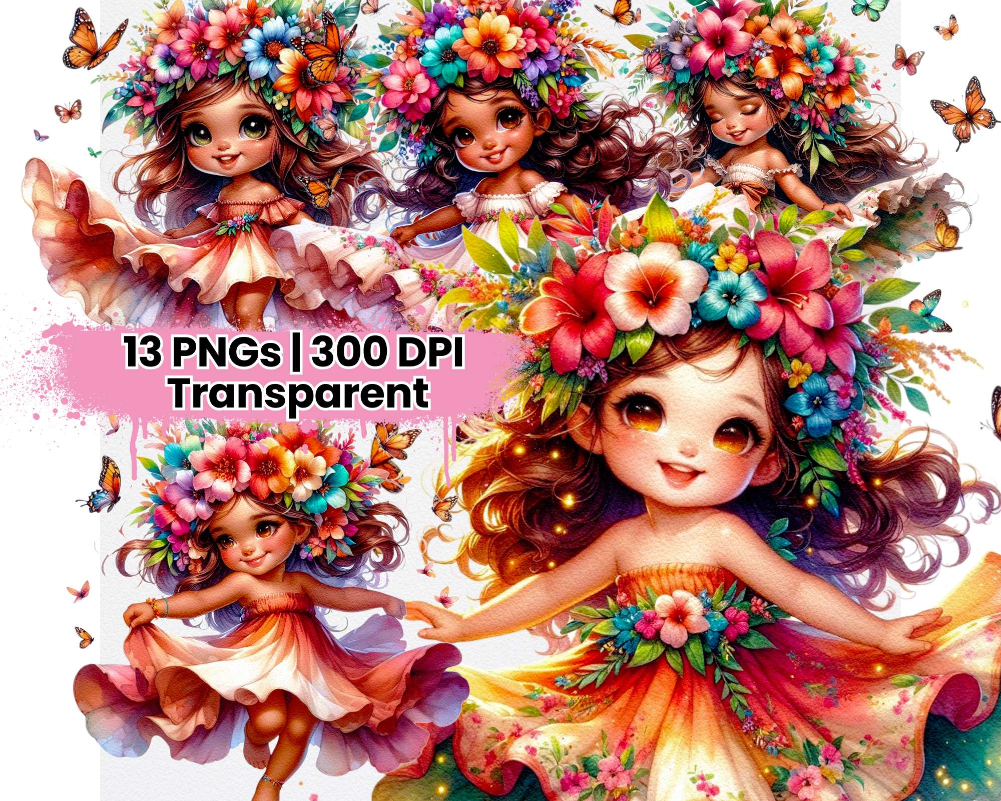 Girl with Tropical Crown Flowers - CraftNest - Digital Crafting and Art