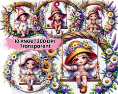 Gnome Sitting on Wooden Swing - CraftNest - Digital Crafting and Art