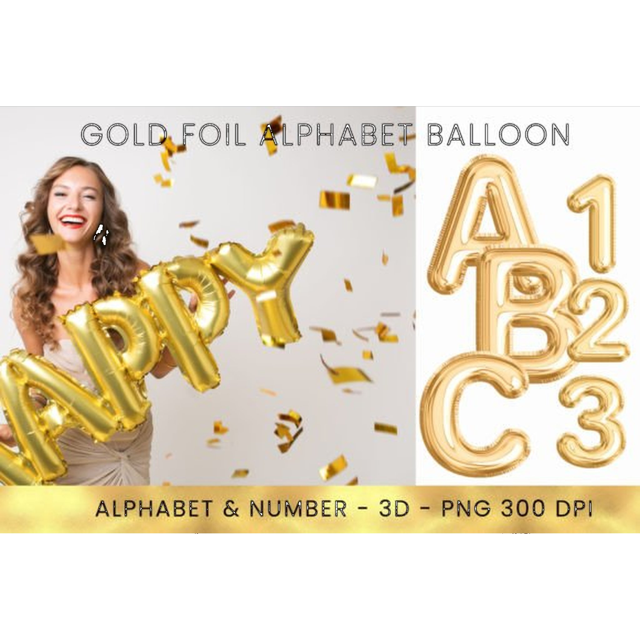 Gold Foil Alphabet Balloon Clipart - CraftNest - Digital Crafting and Art