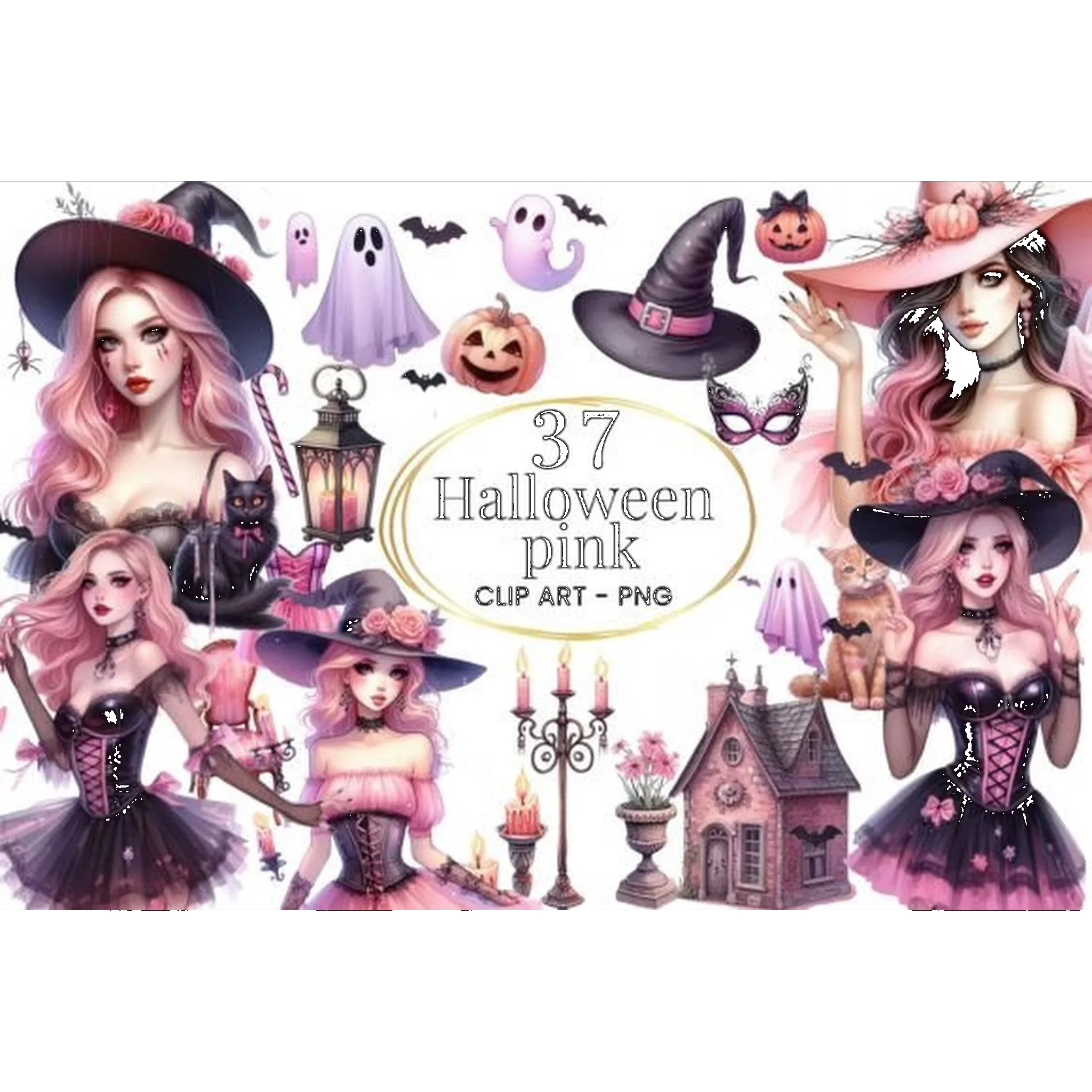 Pink Halloween Clipart - CraftNest - Digital Crafting and Art