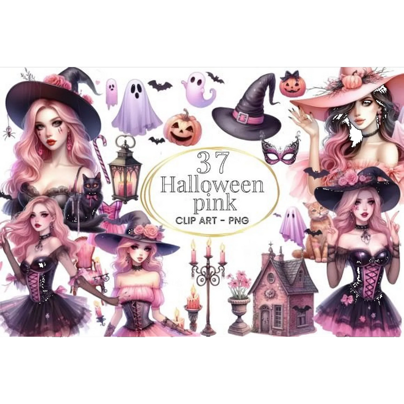 Pink Halloween Clipart - CraftNest - Digital Crafting and Art