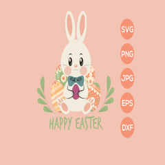 Happy Easter Bunny Face SVG - CraftNest - Digital Crafting and Art