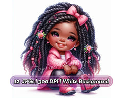 Little Black Girl with Braids - CraftNest - Digital Crafting and Art