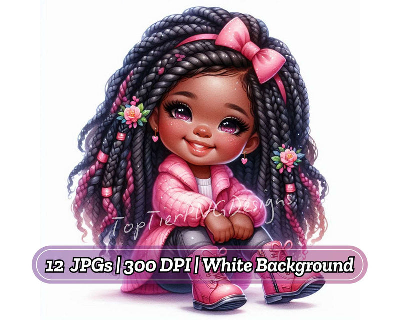 Little Black Girl with Braids - CraftNest - Digital Crafting and Art