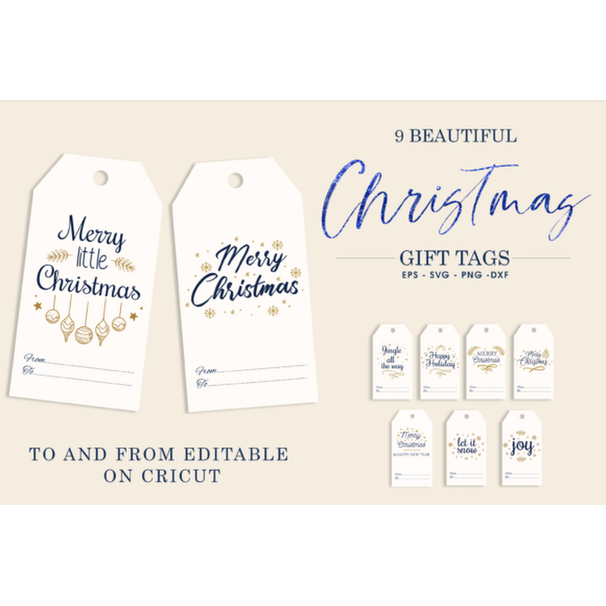 Merry Christmas Gift Tags SVG Bundle - CraftNest - Digital Crafting and Art