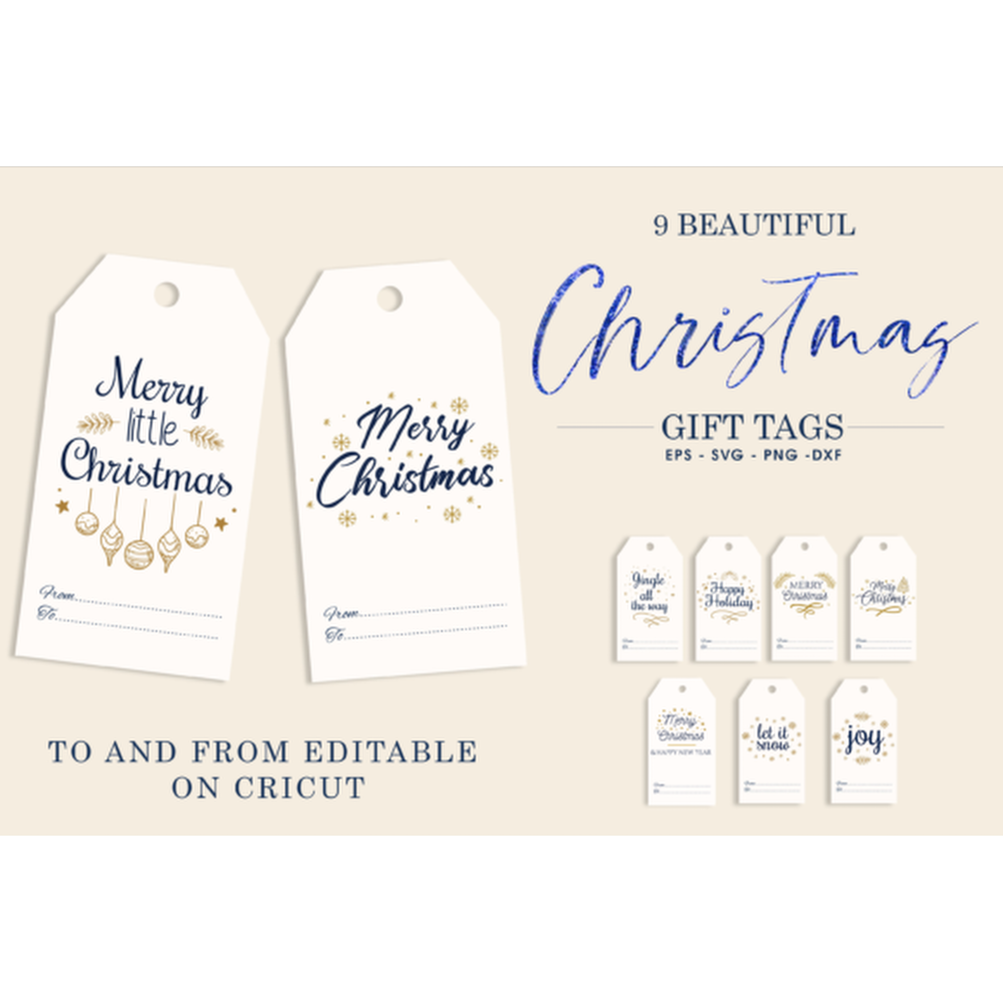 Merry Christmas Gift Tags SVG Bundle - CraftNest - Digital Crafting and Art