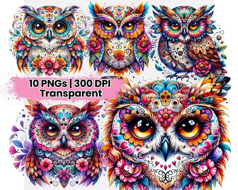 Mexican Sugar Skull Owl - CraftNest - Digital Crafting and Art