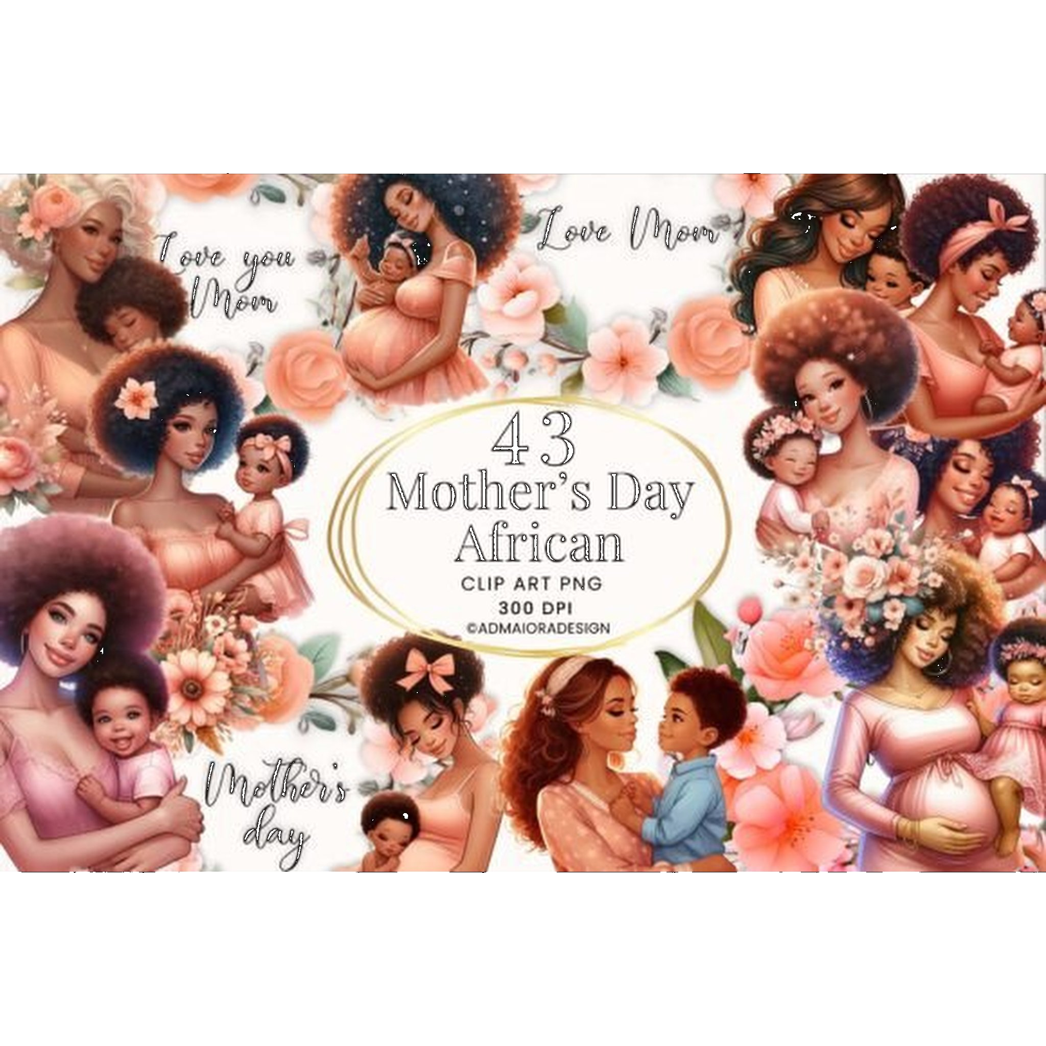 Afro-American Mom and Baby Clipart - CraftNest - Digital Crafting and Art